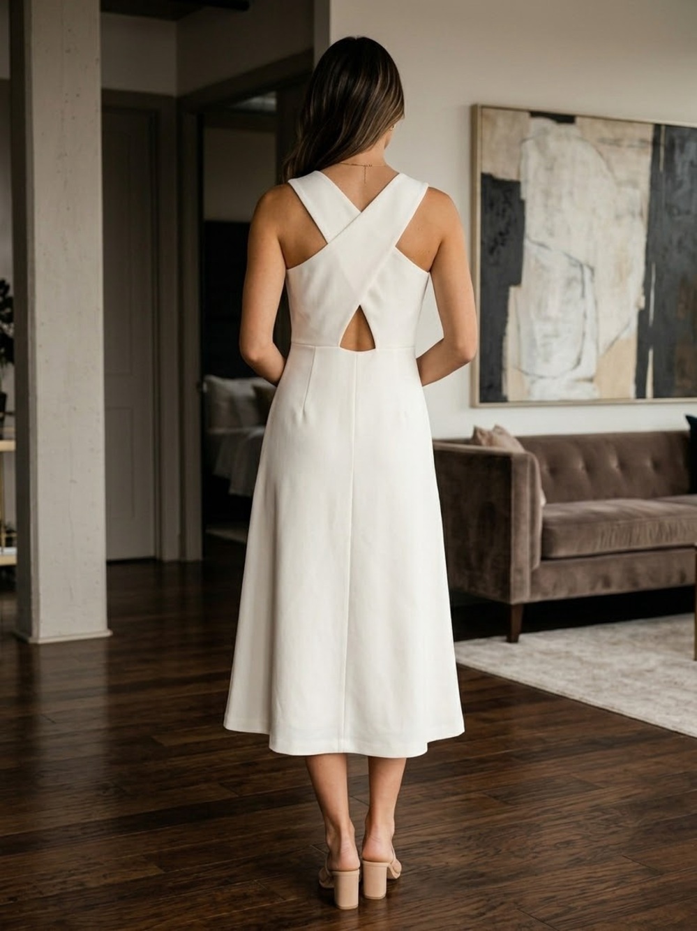 Club Monaco Cream Crossback Midi Dress NWT size 10